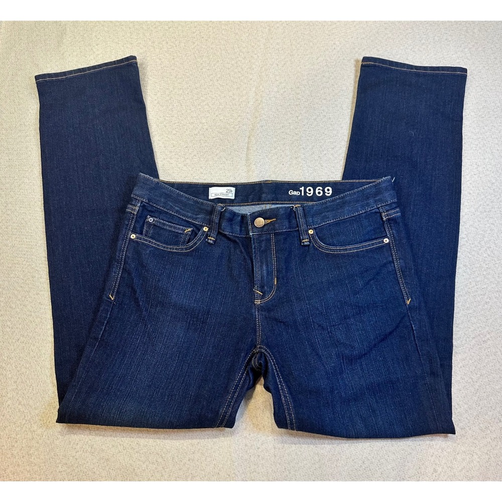 Gap 1969 Real Straight Jeans Womens 29r Dark Wash Denim Stretch S/364618-00 - Picture 4 of 8